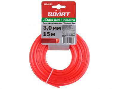 вид модели леска для триммера квадратного сечения ø3 мм х 15 м волат