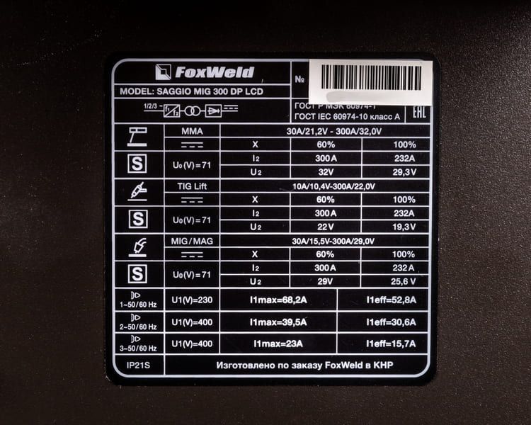 вид модели сварочный полуавтомат foxweld saggio mig 300 dp lcd