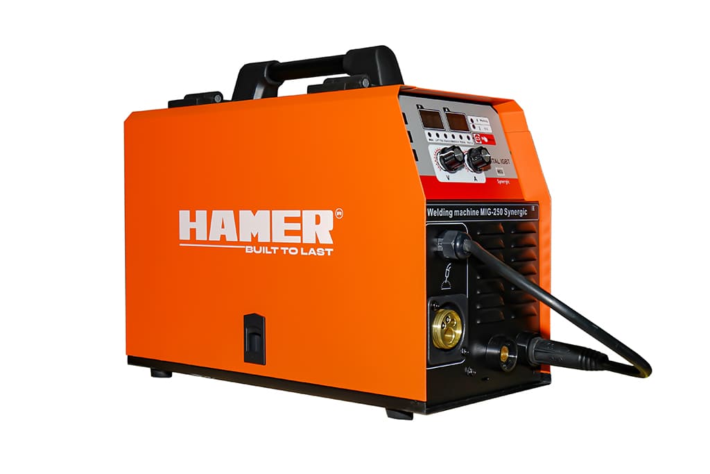 вид модели сварочный полуавтомат hamer mig-250 synergic с вилкой