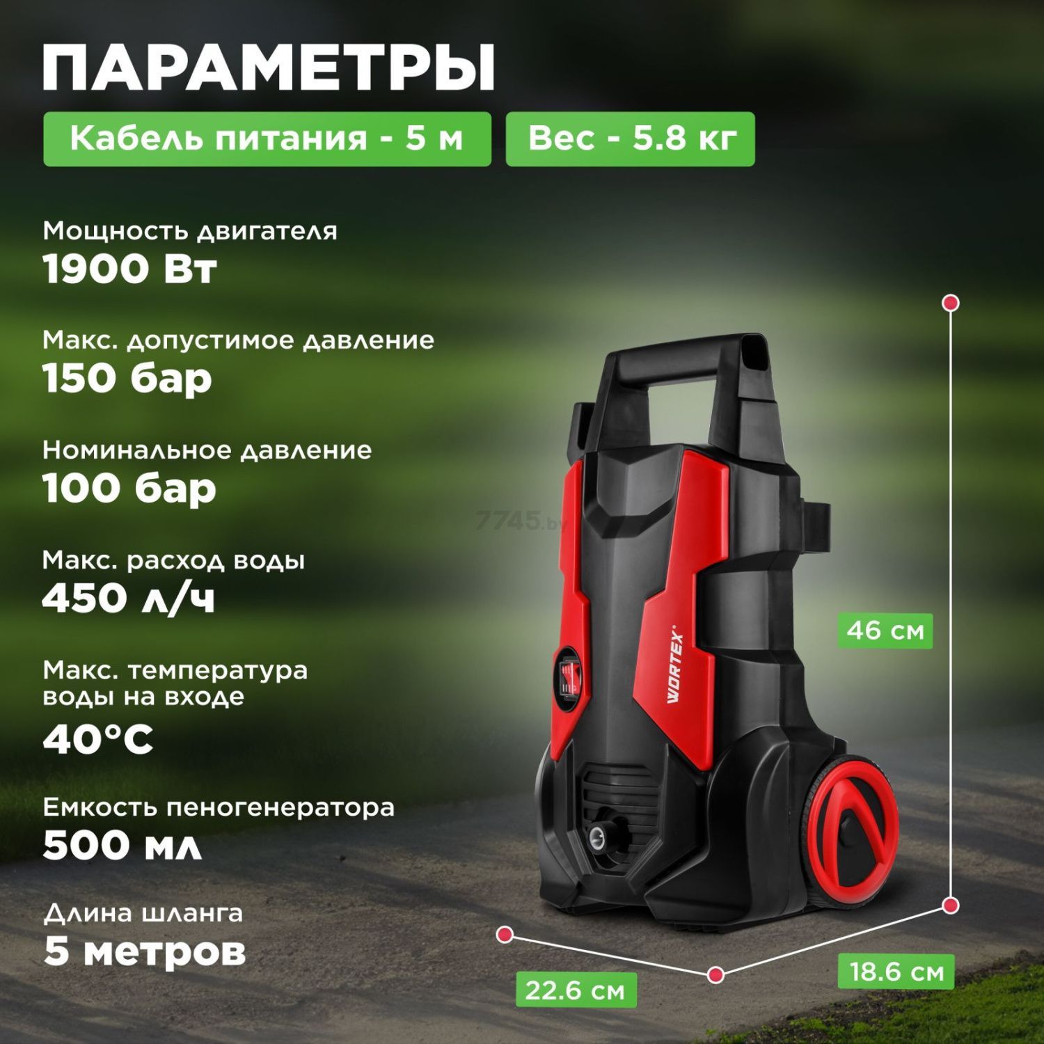 вид модели мойка высокого давления wortex pw 1420