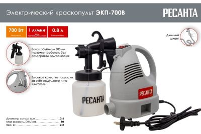 вид модели краскопульт электрический ресанта экп-700в
